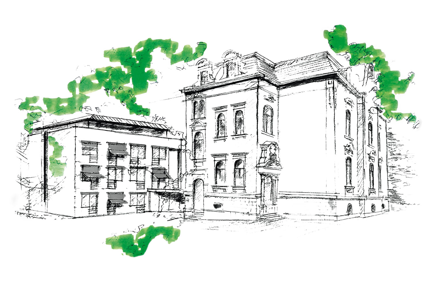 Johannispark Pflegezentrum Suhl: Logo, Architekten-Zeichnung